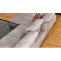 W.SCHILLIG Polsterserie Select Venus plus - Ecksofa mit Sitztiefenverstellung hellgraues Leder Z69-22 - Stellfläche ca. 181 x 349 cm