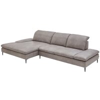 W.SCHILLIG Polsterserie Select Venus plus - Ecksofa mit Sitztiefenverstellung hellgraues Leder Z69-22 - Stellfläche ca. 181 x 349 cm