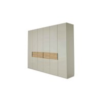 Interliving Schlafzimmer Serie 1026 – Kleiderschrank Champagner & Eiche bianco - sechs Türen, Breite ca. 300 cm