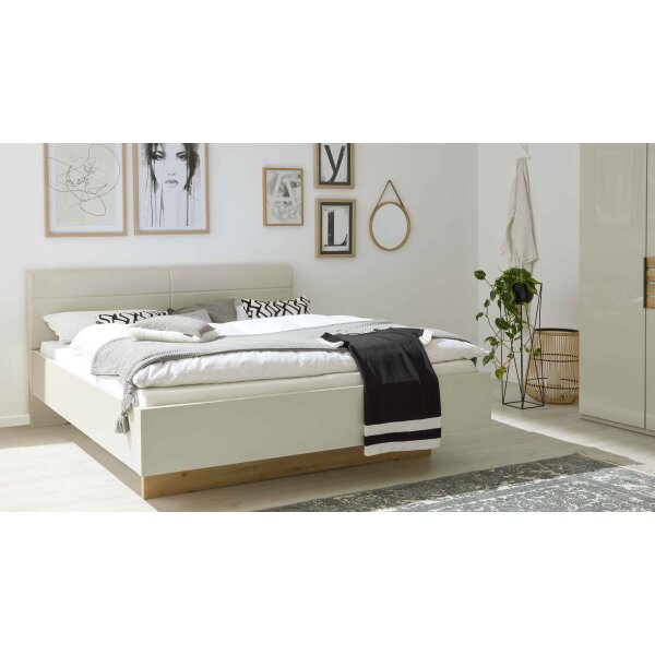 Interliving Schlafzimmer Serie 1026 – Bettgestell Champagner & Eiche bianco - Liegefläche ca. 180 x 200 cm
