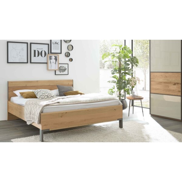 Interliving Schlafzimmer Serie 1027 – Bettgestell Eiche bianco - Liegefläche ca. 180 x 200 cm