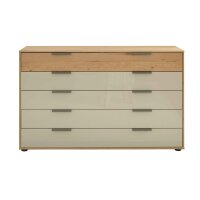 Interliving Schlafzimmer Serie 1027 – Schubladenkommode Eiche bianco & Champagner - fünf Schubladen, Breite ca. 141 cm