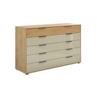 Interliving Schlafzimmer Serie 1027 – Schubladenkommode Eiche bianco & Champagner - fünf Schubladen, Breite ca. 141 cm