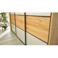 Interliving Schlafzimmer Serie 1027 – Schwebetürenschrank Champagner & Eiche bianco - drei Türen, Breite ca. 250 cm