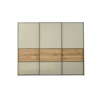 Interliving Schlafzimmer Serie 1027 – Schwebetürenschrank Champagner & Eiche bianco - drei Türen, Breite ca. 250 cm