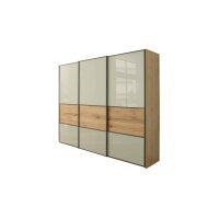 Interliving Schlafzimmer Serie 1027 – Schwebetürenschrank Champagner & Eiche bianco - drei Türen, Breite ca. 250 cm