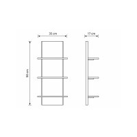 Interliving Schlafzimmer Serie 1027 – Regal Eiche bianco & Rauchglas - ca. 35 x 90 cm