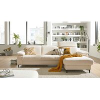 Interliving Sofa Serie 4054 – Ecksofa naturweiße Chenille Kama & schwarze Metallfüße – Stellfläche ca. 279 x 176 cm