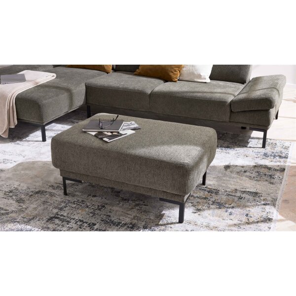 Interliving Sofa Serie 4254 – Polsterhocker jagdgrüner Bezug Mito 156 & schwarze Metallfüße 4.26 – ca. 65 x 95 cm