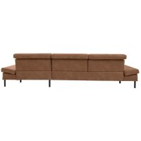 Interliving Sofa Serie 4254 – Ecksofa cognacfarbene Mikrofaser Magnum & schwarze Metallfüße 4.35 – Stellfläche ca. 340 x 195 cm