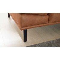 Interliving Sofa Serie 4254 – Ecksofa cognacfarbene Mikrofaser Magnum & schwarze Metallfüße 4.35 – Stellfläche ca. 340 x 195 cm