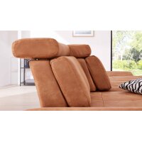 Interliving Sofa Serie 4254 – Ecksofa cognacfarbene Mikrofaser Magnum & schwarze Metallfüße 4.35 – Stellfläche ca. 340 x 195 cm
