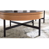 Interliving Couchtisch Serie 6216 - Couchtisch titanfarbene Keramik, Eichefurnier & schwarzer Stahl - Durchmesser ca. 85 cm