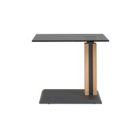 Interliving Couchtisch Serie 6211 - Beistelltisch graues Parsolglas & Wildeiche - ca. 55 x 47 cm