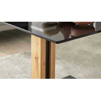 Interliving Couchtisch Serie 6211 - Beistelltisch graues Parsolglas & Wildeiche - ca. 55 x 47 cm