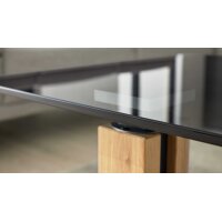Interliving Couchtisch Serie 6211 - Beistelltisch graues Parsolglas & Wildeiche - ca. 55 x 47 cm