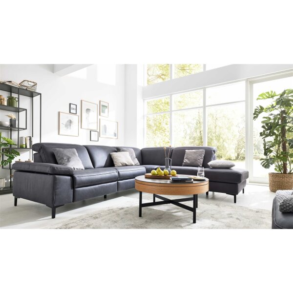 Interliving Sofa Serie 4064 - Ecksofa graphitfarbene Mikrofaser Galero Punto & Fuß W003-01 - Stellfläche ca. 291 x 252 cm