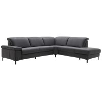 Interliving Sofa Serie 4064 - Ecksofa graphitfarbene Mikrofaser Galero Punto & Fuß W003-01 - Stellfläche ca. 291 x 252 cm