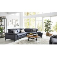 Interliving Sofa Serie 4064 - Ecksofa graphitfarbene Mikrofaser Galero Punto & Fuß W003-01 - Stellfläche ca. 291 x 252 cm