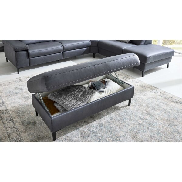 Interliving Sofa Serie 4064 - XXL-Funktionshocker graphitfarbene Mikrofaser Galero Punto & Fuß W003-01 - ca. 130 x 65 cm