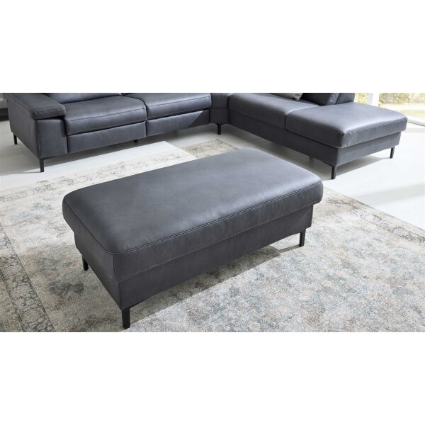 Interliving Sofa Serie 4064 - XXL-Hocker graphitfarbene Mikrofaser Galero Punto & Fuß W003-01 - ca. 130 x 65 cm