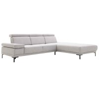Interliving Sofa Serie 4251 – Ecksofa mit Funktionen platinfarbener Bezug Vaneo 7 & schwarze Metallfüße 4.26 – Stellfläche ca. 300 x 225 cm