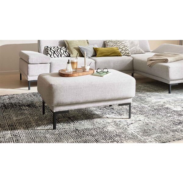 Interliving Sofa Serie 4251 – Polsterhocker platinfarbener Stoffbezug Vaneo 7 & Metallfüße 4.26 – ca. 95 x 65 cm