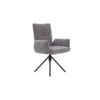 Interliving Esszimmer Serie 5504 - Armlehnstuhl grauer Bezug Concrete DCT 99 & schwarzer Drehfuß S 349