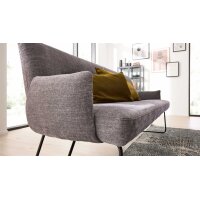 Interliving Esszimmer Serie 5504 - Polsterbank grauer Bezug Concrete DCT 99 & schwarzes Kufengestell S 346 - Länge ca. 218 cm