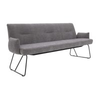 Interliving Esszimmer Serie 5504 - Polsterbank grauer Bezug Concrete DCT 99 & schwarzes Kufengestell S 346 - Länge ca. 218 cm