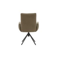 Interliving Esszimmer Serie 5504 - Armlehnstuhl grünes Leder EVI 33 & schwarzer Drehfuß S 349