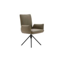 Interliving Esszimmer Serie 5504 - Armlehnstuhl grünes Leder EVI 33 & schwarzer Drehfuß S 349