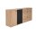 Interliving Wohnzimmer Serie 2024 - Sideboard Eiche & Schwarzglas - zwei Türen, drei Schubladen