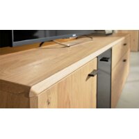 Interliving Wohnzimmer Serie 2024 - TV-Element Eiche & Schwarzglas -zwei Türen, zwei Schubladen, Breite ca. 205 cm