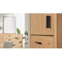 Interliving Wohnzimmer Serie 2024 - Schrank Eiche & Schwarzglas - zwei Türen, zwei Schubladen, Höhe ca. 208 cm