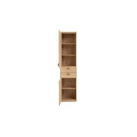 Interliving Wohnzimmer Serie 2024 - Schrank Eiche & Schwarzglas - zwei Türen, zwei Schubladen, Höhe ca. 208 cm