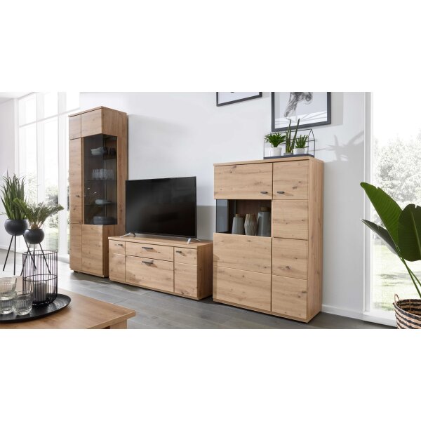 Interliving Wohnzimmer Serie 2110 - Wohnwand Alteiche - fünfteilig, Breite ca. 330 cm