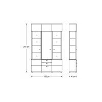 Interliving Wohnzimmer Serie 2110 - Vitrine Alteiche - drei Türen, zwei Schubladen, Breite ca. 135 cm