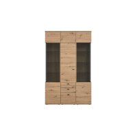 Interliving Wohnzimmer Serie 2110 - Vitrine Alteiche - drei Türen, zwei Schubladen, Breite ca. 135 cm