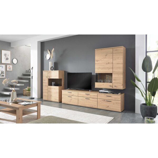 Interliving Wohnzimmer Serie 2110 - Wohnwand Alteiche - fünfteilig, Breite ca. 345 cm