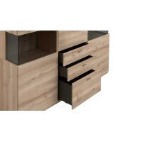 Interliving Wohnzimmer Serie 2110 - Highboard Naturbuche - drei Türen, drei Schubladen, Breite ca. 180 cm