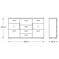 Interliving Wohnzimmer Serie 2110 - Highboard Naturbuche - drei Türen, drei Schubladen, Breite ca. 180 cm