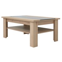 Interliving Wohnzimmer Serie 2110 - Couchtisch graues Glas & Naturbuche - ca. 105 x 70 cm