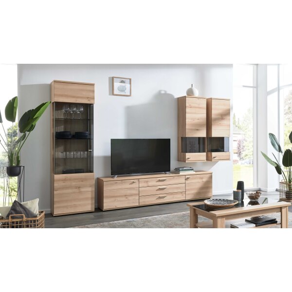 Interliving Wohnzimmer Serie 2110 - Wohnwand Naturbuche - sechsteilig, Breite ca. 315 cm