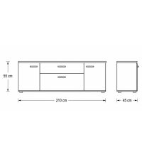 Interliving Wohnzimmer Serie 2110 - Wohnwand Naturbuche - sechsteilig, Breite ca. 315 cm