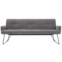 Interliving Esszimmer Serie 5504 - Polsterbank grauer Bezug Concrete DCT 99 & schwarzes Kufengestell S 346 - Länge ca. 206 cm