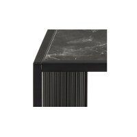 Couchtisch Strington rauchfarbenes Glas & schwarze Marmoroptik, schwarzes Metallgestell - ca. 80 x 80 cm