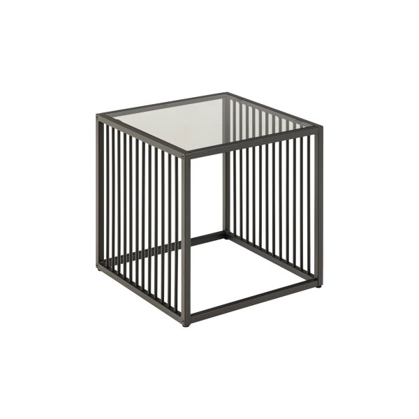 Beistelltisch Strington rauchfarbenes Glas & schwarzes Metallgestell