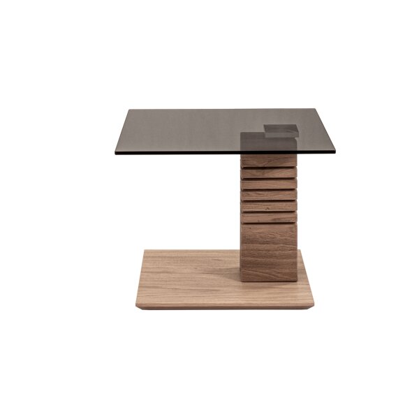 vierhaus Couchtisch 5653-GPA-EBI graues Parsolglas & Wildeiche bianco - ca. 55 x 47 cm