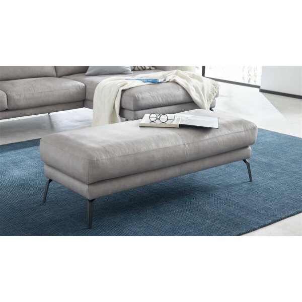 Interliving Sofa Serie 4004 - XXL-Hocker hellgraues LongLife-Leder Z69.22 - ca. 140 x 60 cm